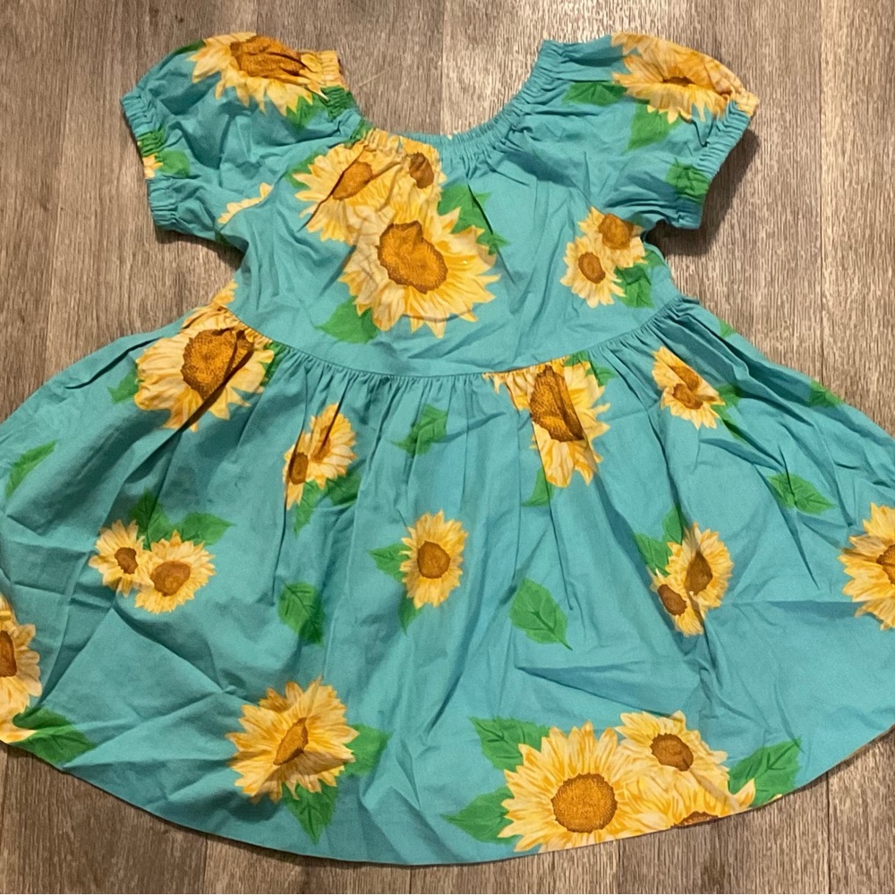 Sunflower Print Blue Top